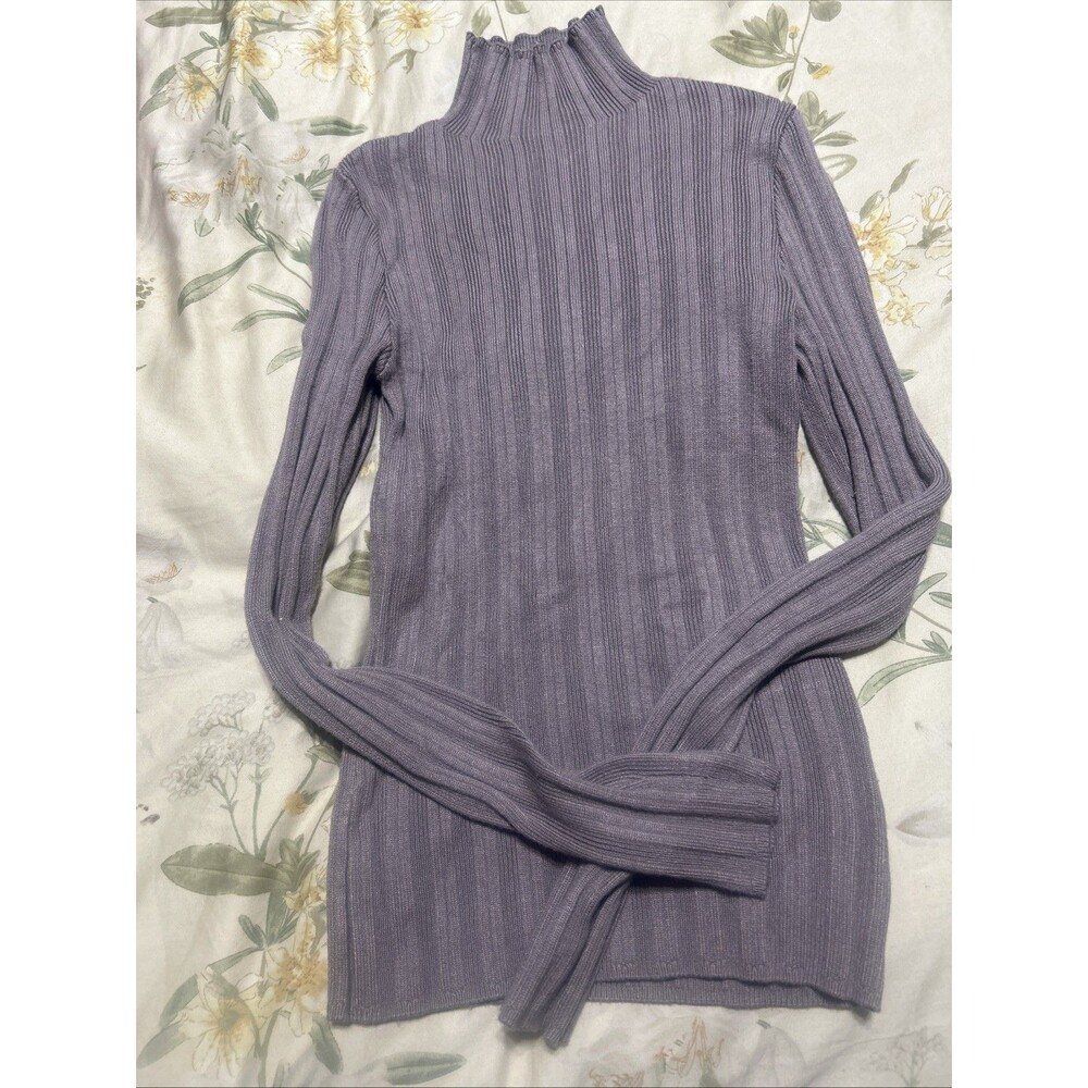 Abercrombie & Fitch Mock Turtleneck Sweater Womens XS Silver Lilac Ribbed Knit